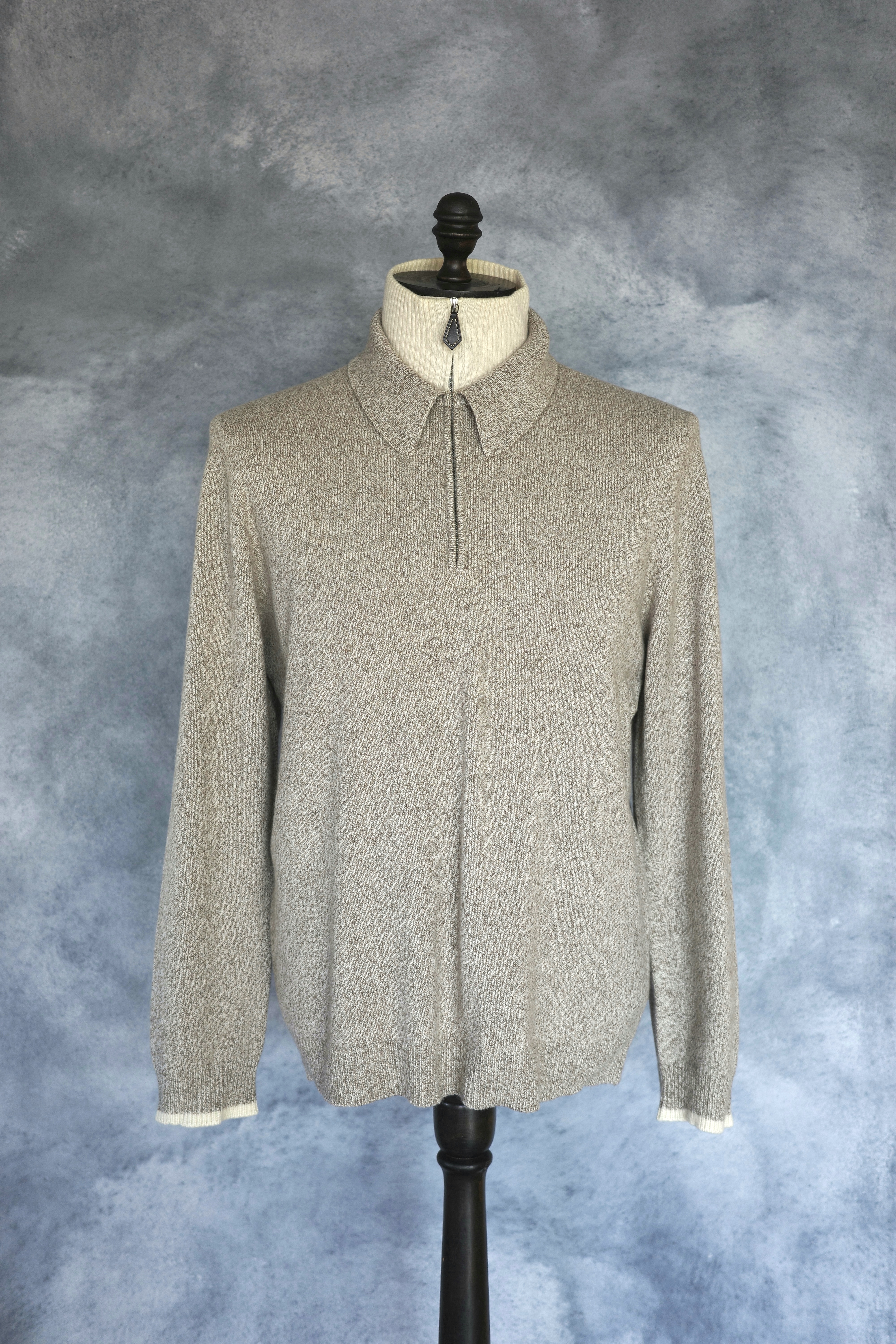 HERMÈS レイヤードデザイン カシミヤ ニットプルオーバー L