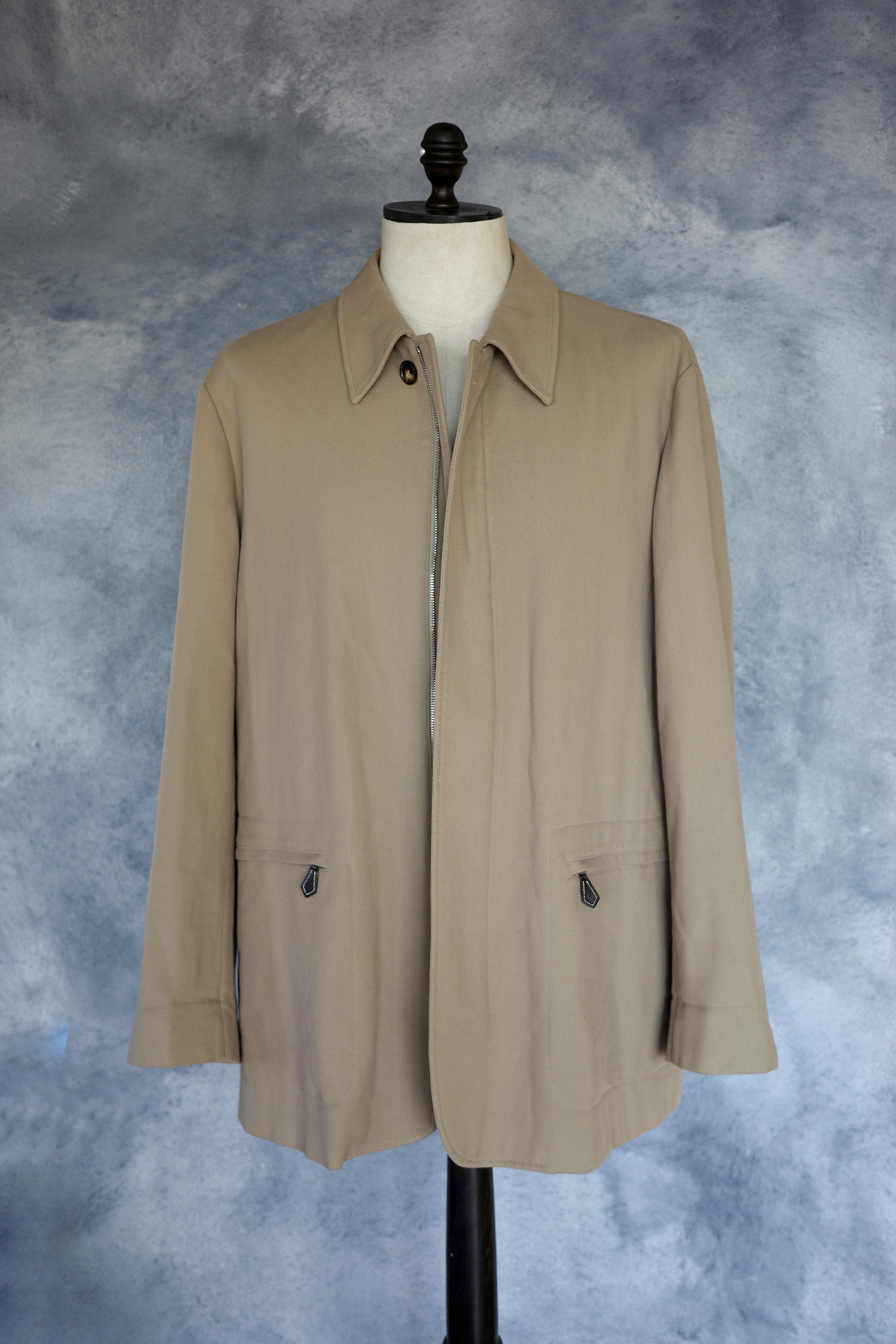 HERMÈS ゴルチエ期 レザーパイピング ジップフロント ジャケット 54